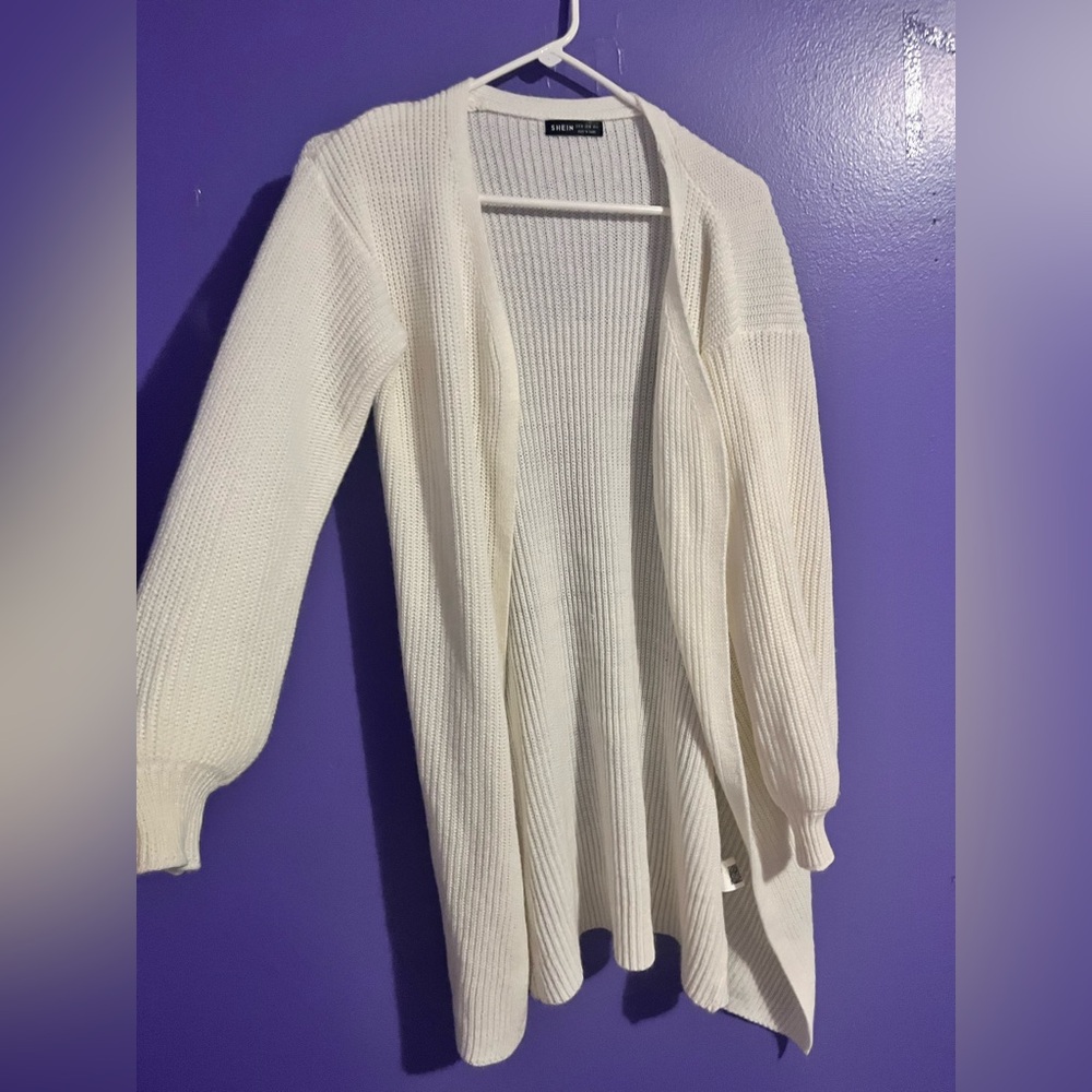 SHEIN Cream Open-Front Cardigan